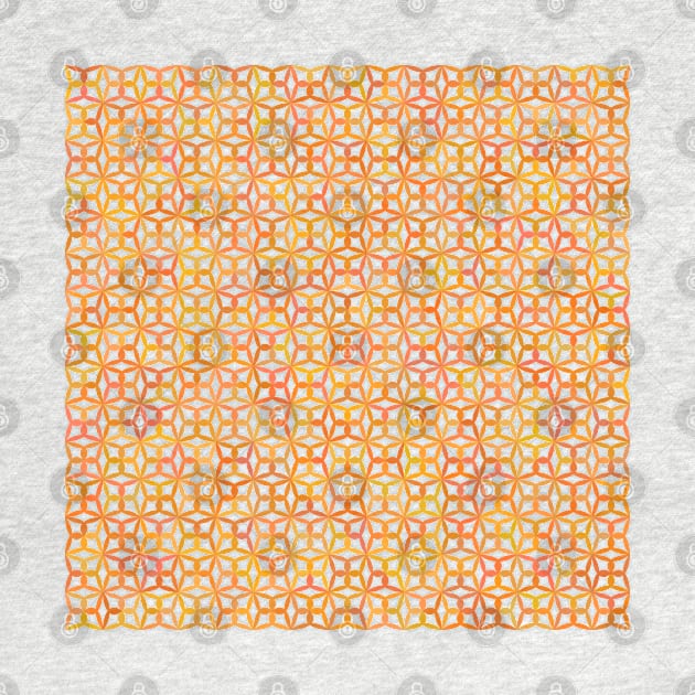 Geometric Flower Petal Pattern (Orange) by John Uttley